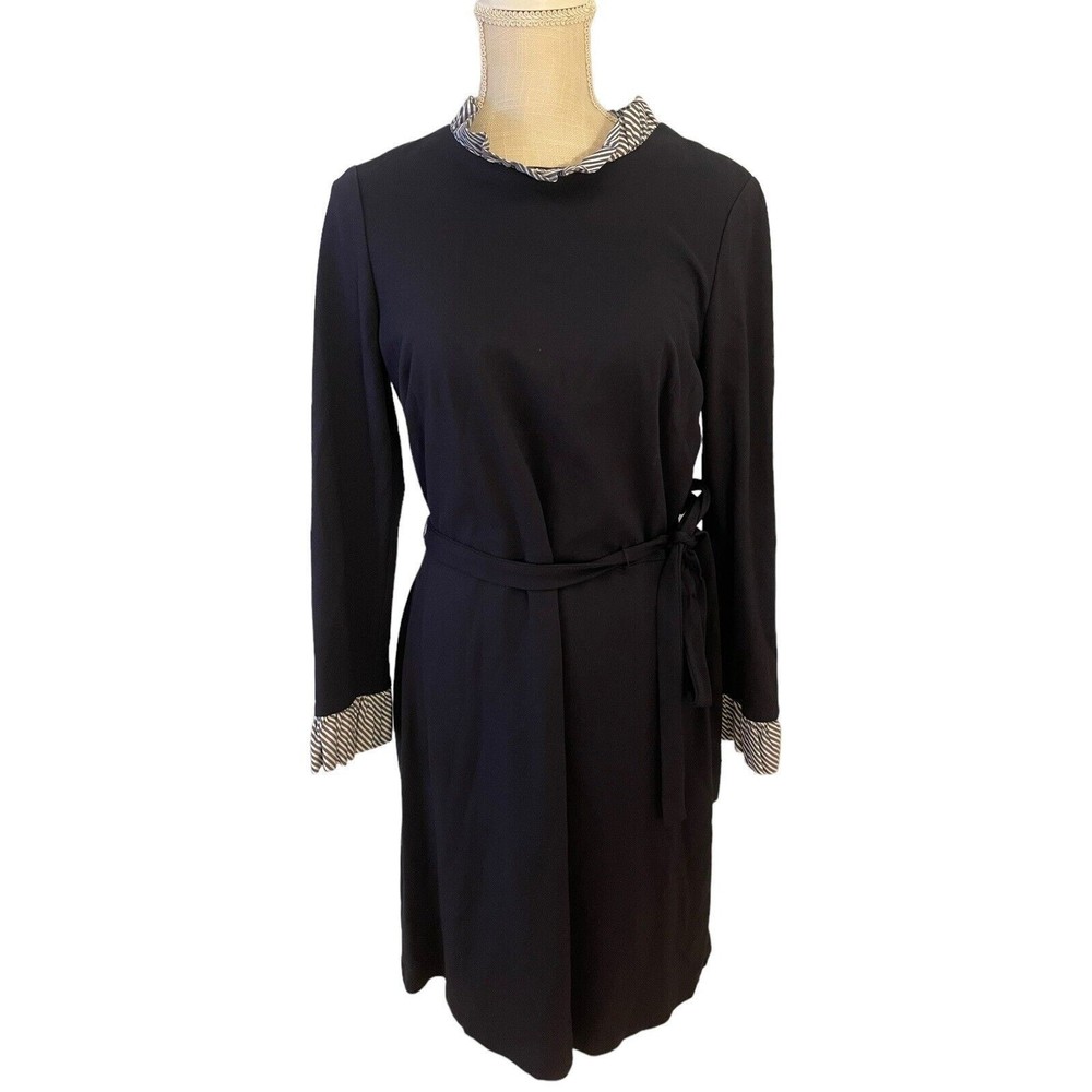 NWT 1901 Built In Stripe Collar Shirt Dress Size 12 Belted Work Career Dress